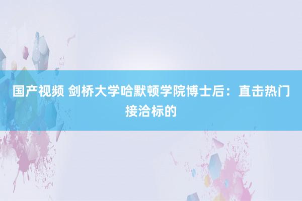 国产视频 剑桥大学哈默顿学院博士后：直击热门接洽标的