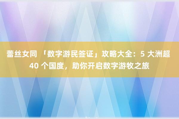 蕾丝女同 「数字游民签证」攻略大全：5 大洲超 40 个国度，助你开启数字游牧之旅