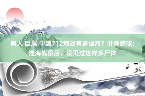 黑人 巨屌 中越712炮战有多强烈？叶帅感叹：淮海战役后，没见过这样多尸体