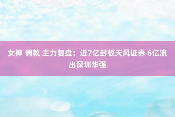 女神 调教 主力复盘：近7亿封板天风证券 6亿流出深圳华强