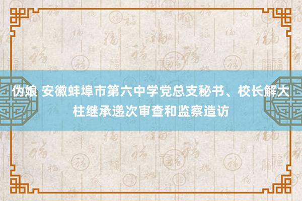 伪娘 安徽蚌埠市第六中学党总支秘书、校长解大柱继承递次审查和监察造访