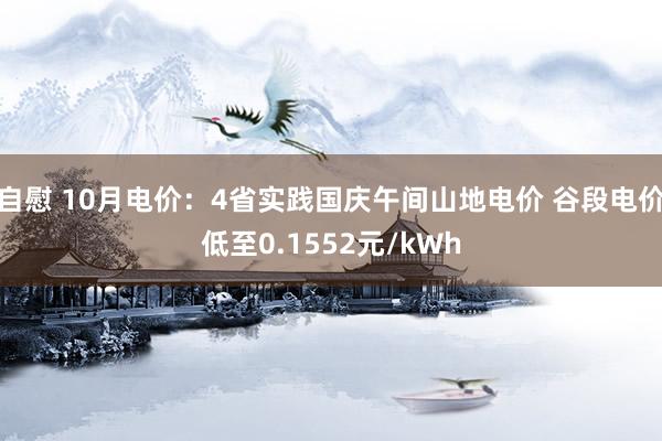 自慰 10月电价：4省实践国庆午间山地电价 谷段电价低至0.1552元/kWh