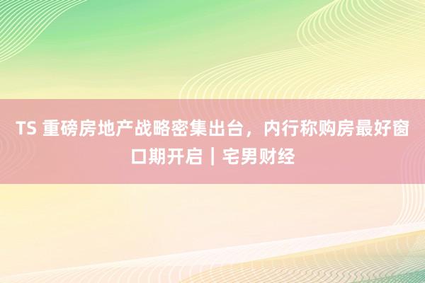 TS 重磅房地产战略密集出台，内行称购房最好窗口期开启｜宅男财经