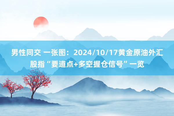 男性同交 一张图：2024/10/17黄金原油外汇股指“要道点+多空握仓信号”一览