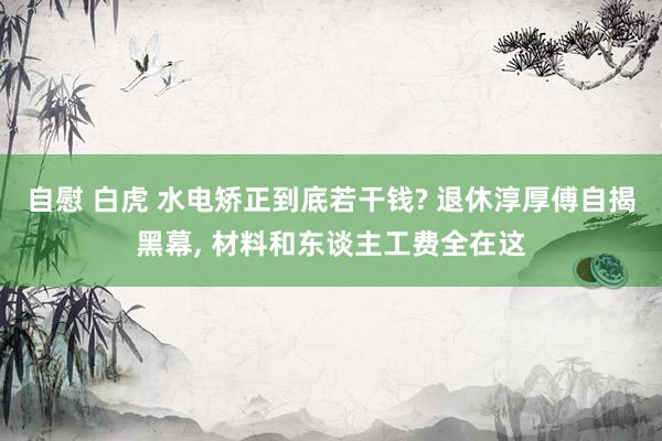 自慰 白虎 水电矫正到底若干钱? 退休淳厚傅自揭黑幕, 材料和东谈主工费全在这