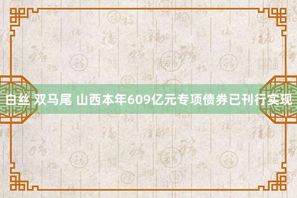 白丝 双马尾 山西本年609亿元专项债券已刊行实现