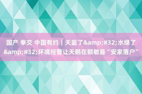 国产 拳交 中国有约｜天蓝了&#32;水绿了&#32;环境经管让天鹅在额敏县“安家落户”