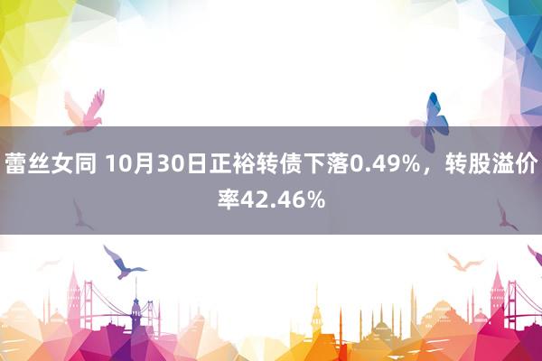 蕾丝女同 10月30日正裕转债下落0.49%，转股溢价率42.46%