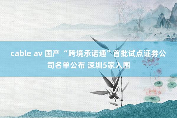 cable av 国产 “跨境承诺通”首批试点证券公司名单公布 深圳5家入围