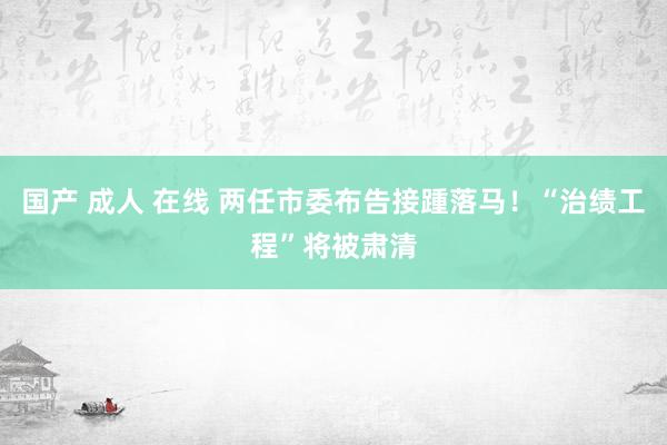 国产 成人 在线 两任市委布告接踵落马！“治绩工程”将被肃清