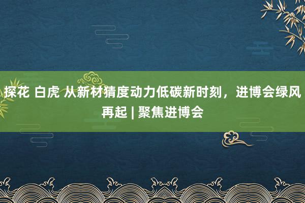 探花 白虎 从新材猜度动力低碳新时刻，进博会绿风再起 | 聚焦进博会