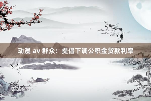 动漫 av 群众：提倡下调公积金贷款利率