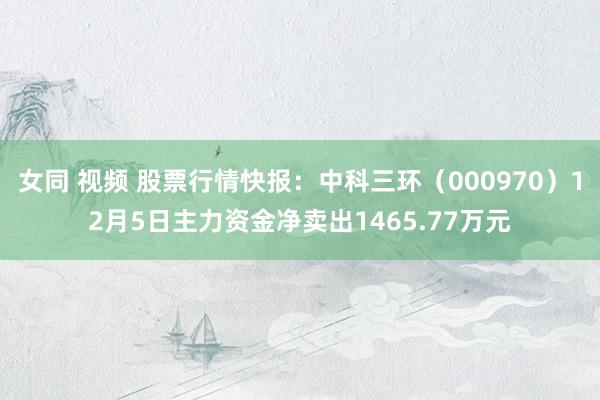 女同 视频 股票行情快报：中科三环（000970）12月5日主力资金净卖出1465.77万元