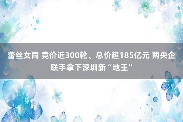 蕾丝女同 竞价近300轮、总价超185亿元 两央企联手拿下深圳新“地王”