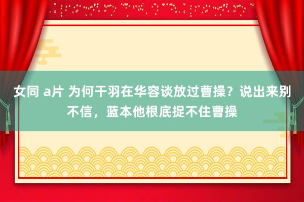 女同 a片 为何干羽在华容谈放过曹操？说出来别不信，蓝本他根底捉不住曹操