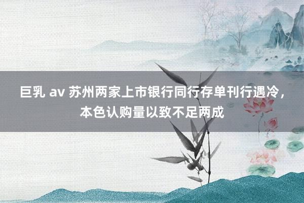 巨乳 av 苏州两家上市银行同行存单刊行遇冷，本色认购量以致不足两成