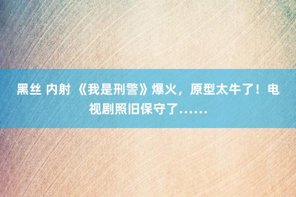 黑丝 内射 《我是刑警》爆火，原型太牛了！电视剧照旧保守了……