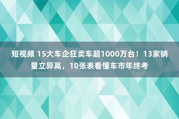 短视频 15大车企狂卖车超1000万台！13家销量立异高，10张表看懂车市年终考