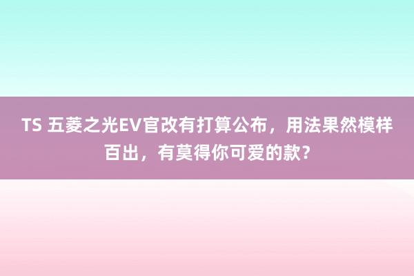 TS 五菱之光EV官改有打算公布，用法果然模样百出，有莫得你可爱的款？