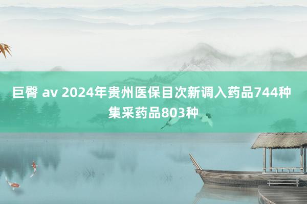 巨臀 av 2024年贵州医保目次新调入药品744种 集采药品803种